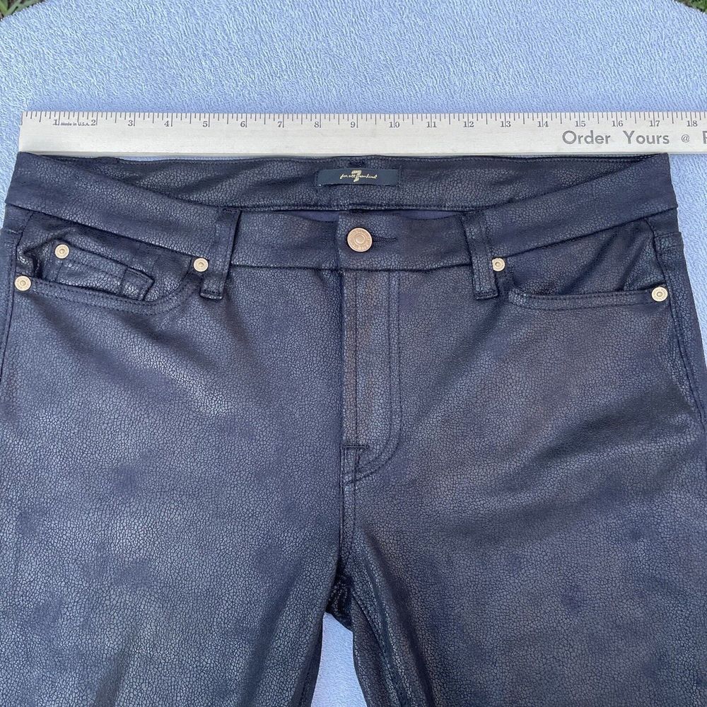 7 for all Mankind Jeans Jeggings Size 32 Black Faux/Vegan Leather Skinny Pants - Picture 8 of 16
